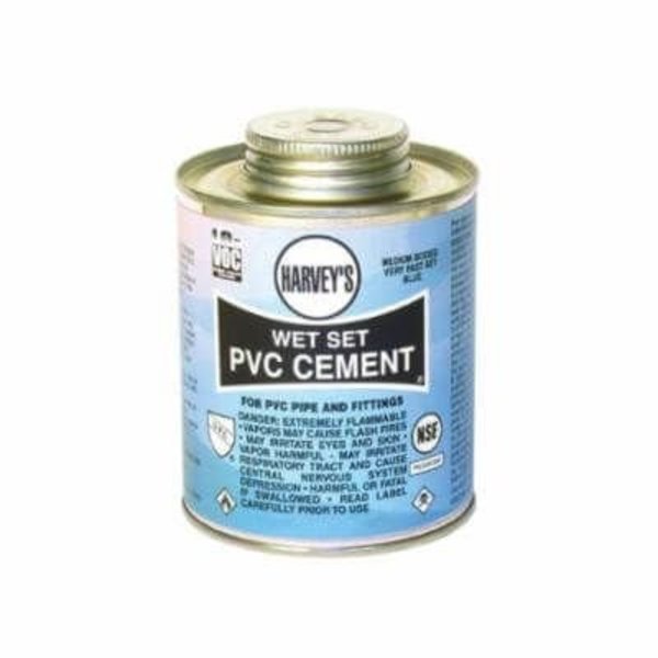 Harvey Tool WET SET HEAVY LOW VOC PVC CEMENT, 16 OZ DAUBER IN BOTTLE, TRANSLUCENT LIQUID FORM, BLUE 018420-12